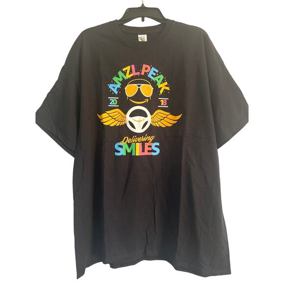 NWOT Gildan Men's Cut AMZLPEAK Amazon Black T Shirt Last Mile Size 2XL - Picture 1 of 5